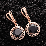 1.5Ct Round Cut Black Diamond Circular Party Drop Earrings 14K Rose Gold Finish