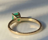 1ct Engagement Ring Princess Cut Green Emerald Solitaire 14k Yellow Gold Finish