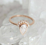 1.2ct Pear Cut VVS1D Diamond Engagement Ring 14k Rose Gold Finish Stackable