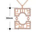 1ct Round Cut Diamond Pendant Chain Hollowed Wall Pattern 14k Rose Gold Finish