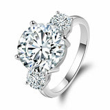 3ct Round Cut Diamond Engagement Ring Solitaire Trilogy 14k White Gold Finish