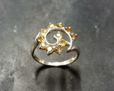 1.5ct Engagement Ring Round Cut Yellow Citrine Swirl Twist 14k White Gold Finish