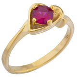 0.9ct Engagement Ring Round Cut Ruby Bypass Heart 14k Yellow Gold Finish