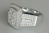 4ct Cushion Cut VVS1D Diamond Engagement Ring Double Halo 14k White Gold Finish