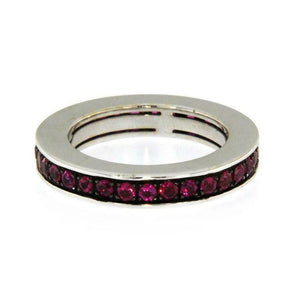 1.5ct Round Cut Pink Ruby Channel Set Full Eternity Band 14k White Gold Finish