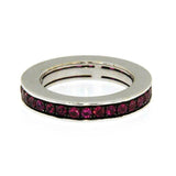 1.5ct Round Cut Pink Ruby Channel Set Full Eternity Band 14k White Gold Finish