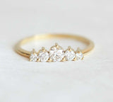 1ct Round Cut Diamond Engagement Ring 14k Yellow Gold Finish 5 Stone Minimalist