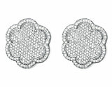 1.5ct Round Cut VVS1D Diamond Flower Cluster Stud Earrings 14k White Gold Finish