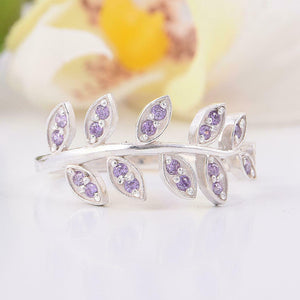 1.5ct Round Purple Amethyst Engagement Ring Floral Leaf Vine 14k White Gold Over