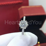 1ct Round Cut Moissanite Heart Prong Solitaire Accent Ring 14k White Gold Plated