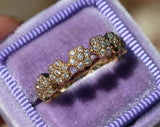 Floral Full Eternity Wedding Band 2.2ct Round Cut Diamond 14k Yellow Gold Finish