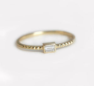 0.5ct Emerald Cut VVS1 Diamond Engagement Ring Minimalist 14k Yellow Gold Finish