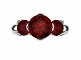 1.6ct Round Cut Red Garnet Engagement Ring Solitaire Trilogy 14k White Gold Over