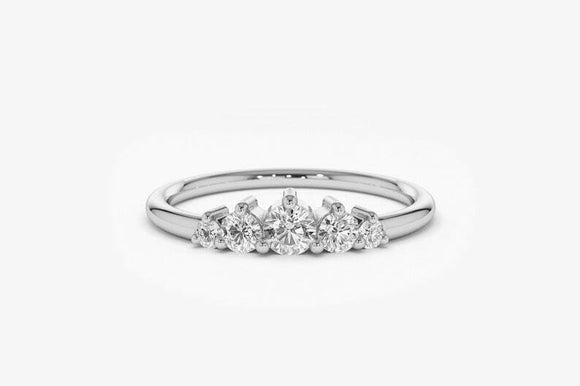 1ct Engagement Ring Round Cut Diamond Five Stone Minimalist 14k WhiteGold Finish