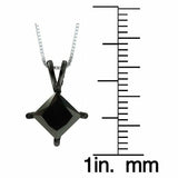 1ct Princess Cut Black Diamond Solitaire Pendant 14k Black Gold Finish NO CHAIN