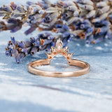 Stacking Guard Engagement Ring 1.2ct Marquise Cut Diamond 14k Rose Gold Finish