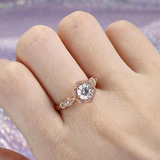 1.3ct Round Cut Diamond Engagement Ring Vintage Art Deco 14k Rose Gold Finish