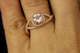 0.6ct Round Cut Diamond Engagement Ring 14k Rose Gold Finish Split Shank Beaded