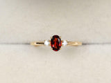 1ct Engagement Ring Oval Cut Red Garnet Three Stone 14k Yellow Gold Finish