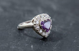 2.2ct Engagement Ring Heart Cut Purple Amethyst Diamond Halo 14k White Gold Over