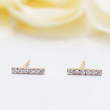 Vertical Bar Stud Earrings 1.2ct Round Cut VVS1D Diamond 14k Rose Gold Finish