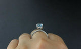 2.2ct Oval Cut Blue Aquamarine Hidden Halo Engagement Ring 14k White Gold Finish