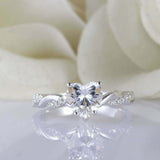 1.3ct Heart Cut Diamond Engagement Ring Infinity Twisted 14k White Gold Finish