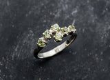 1.2ct Engagement Ring Round Cut Green Peridot Bypass 14k White Gold Finish