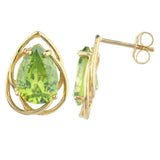 1.5ct Stud Earrings Pear Cut Peridot Intertwined Dangling 14k Yellow Gold Finish