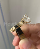 1ct Heart & Pear Simulated Diamond Toi Et Moi Engage Ring 14k Yellow Gold Plated