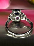 2ct Oval Cut Blue Sapphire Fancy Solitaire Engagement Ring 14k White Gold Finish