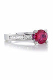 1.2ct Round Cut Pink Sapphire Channel Set Ring 14k White Gold Over Round Accents