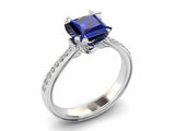 2ct Princess Cut Sapphire Bridal Set Band Engagement Ring 14k White Gold Finish