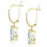 2Ct Pear Cut Diamond Stylish Halo Drop Earrings for Women 14K Yellow Gold Finish