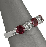 2Ct Round Cut Pink Ruby Diamond Five Stone Wedding Band Ring 14K White Gold Over