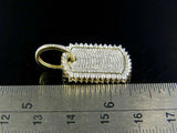 2.25ct Round Cut VVS1D Diamond Iced Out DogTag Pendant 14k Yellow Gold Finish