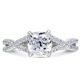 2ct Cushion Cut VVS1D Diamond Engagement Ring Split Shank 14k White Gold Finish