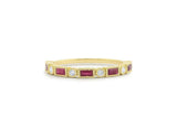 1ct Baguette Pink Ruby Milgrain Half Eternity Wedding Band 14k Yellow Gold Over