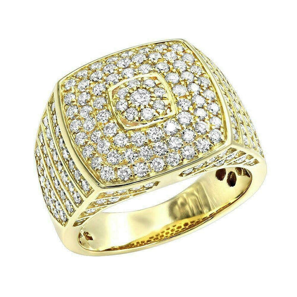 5.5ct Round Cut Diamond Stylish Halo Men Engagement Ring 14K Yellow Gold Finish