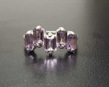 2.4ct Engagement Ring Emerald Cut Amethyst Geometric Bar 14k White Gold Finish