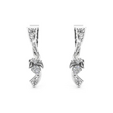 1ct Round Cut VVS1D Diamond Unique Floral Drop Earrings 14k White Gold Finish