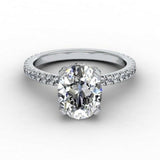 1.3ct Oval Cut Diamond Accents Solitaire Engagement Ring 14k White Gold Finish