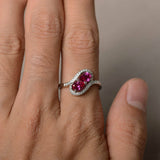 2ct Pear Cut Pink Ruby Swirl Unique Wedding Engagement Ring 14k WhiteGold Finish