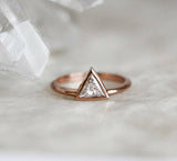 0.25ct Trillion Cut VVS1 Diamond Engagement Ring Minimalist 14k Rose Gold Finish