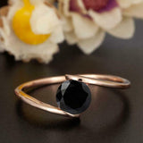 0.4ct Round Cut Black Diamond Engagement Ring 14k Rose Gold Finish Solitaire