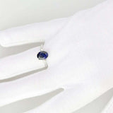 2ct Oval Cut Blue Sapphire Engagement Ring Diamond Trilogy 14k White Gold Finish