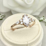 1.4ct Engagement Ring Marquise Cut Diamond Solitaire Petite 14k Yellow Gold Over