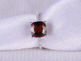 1.5ct Cushion Cut Red Garnet Engagement Ring Solitaire Accent 14k WhiteGold Over