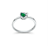 0.5Ct Pear Cut Green Emerald Floral Petite Engagement Ring 14K White Gold Finish