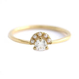 1ct Round Cut Diamond Engagement Ring 14k Yellow Gold Over Pearl Crown Solitaire